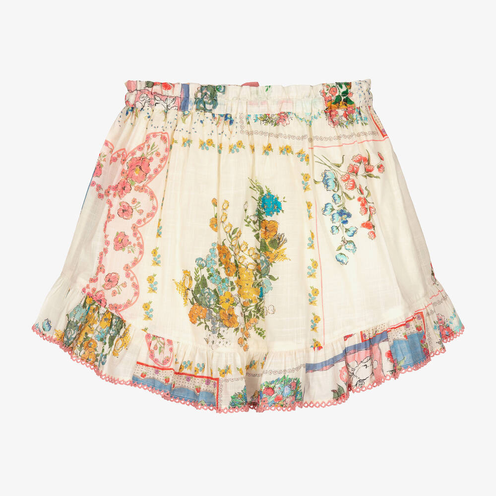 Zimmermann - Girls Patch Painted Floral Cotton Skirt Zimmermann - Girls Patch Painted Floral Cotton Skirt