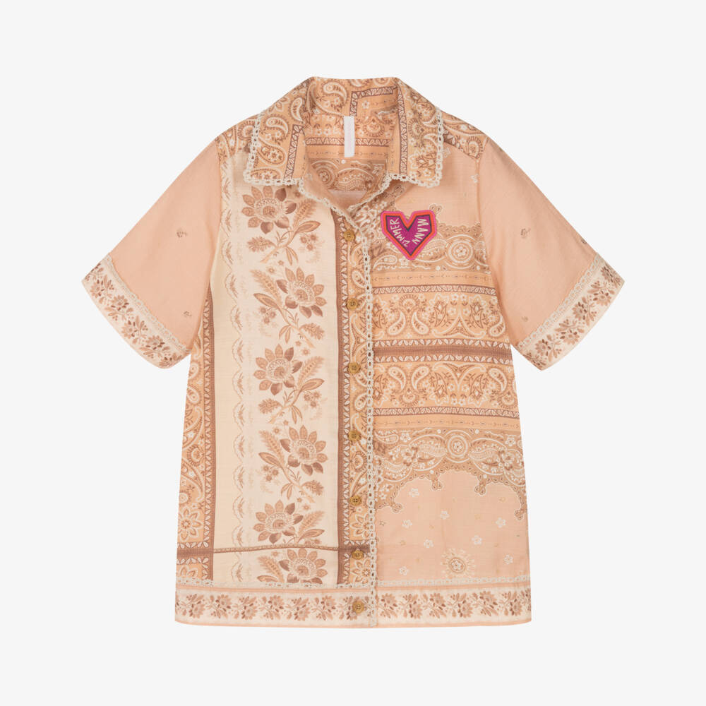 Zimmermann-Girls Peach Paisley Cotton Dress | Childrensalon Outlet