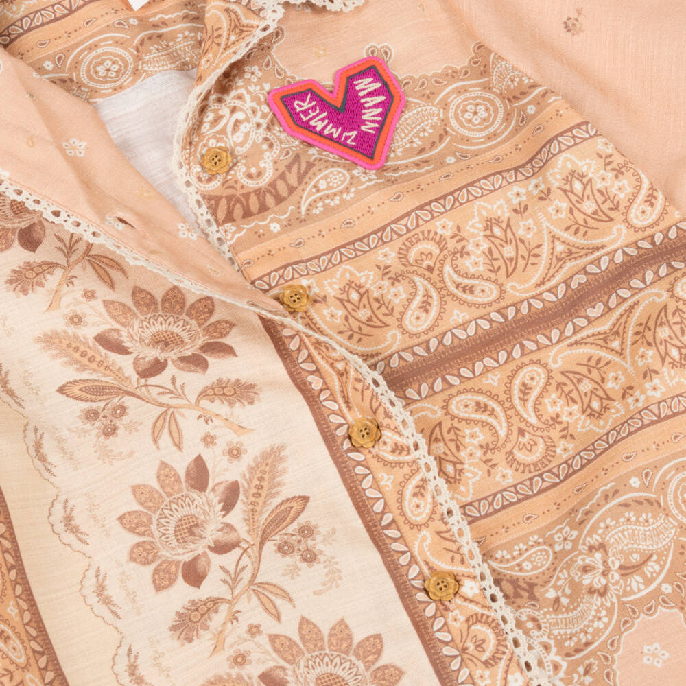 Zimmermann-Girls Peach Paisley Cotton Dress | Childrensalon Outlet