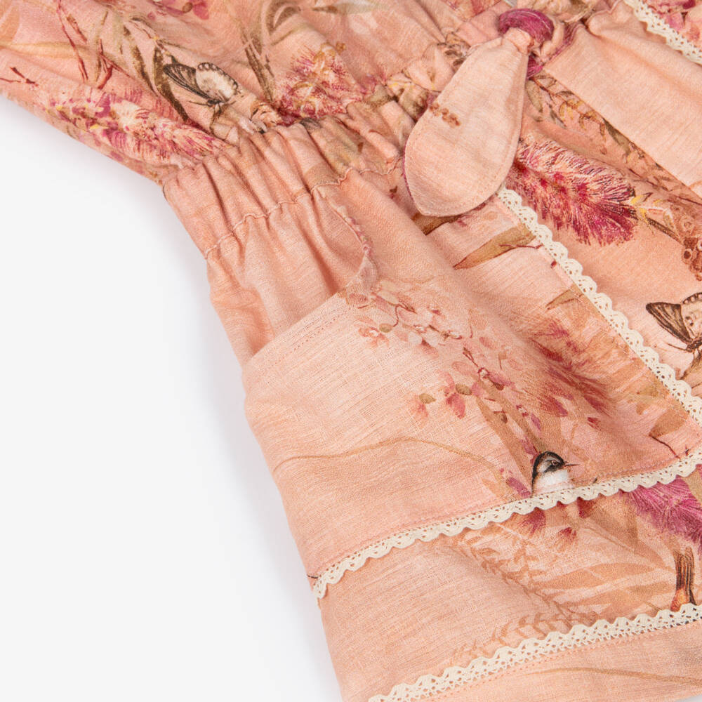 Zimmermann-Girls Pink Botanical Print Playsuit | Childrensalon Outlet