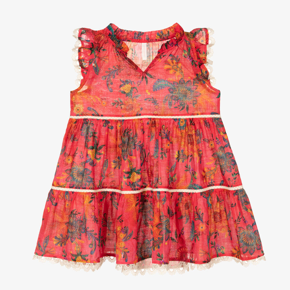 Zimmermann-Girls Pink Floral Cotton Dress | Childrensalon Outlet