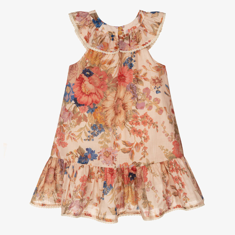 Zimmermann-Girls Pink Floral Cotton Dress | Childrensalon Outlet