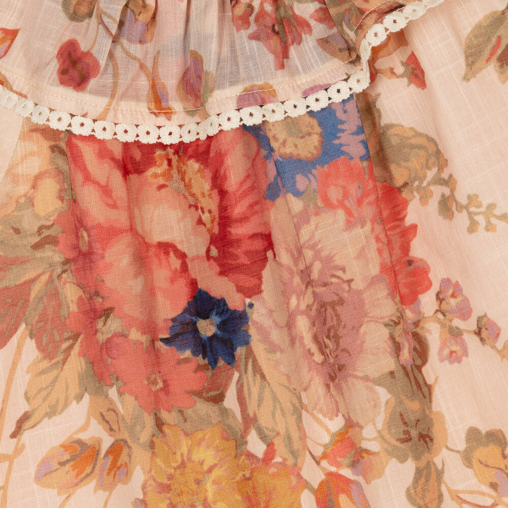 Zimmermann-Girls Pink Floral Cotton Dress | Childrensalon Outlet