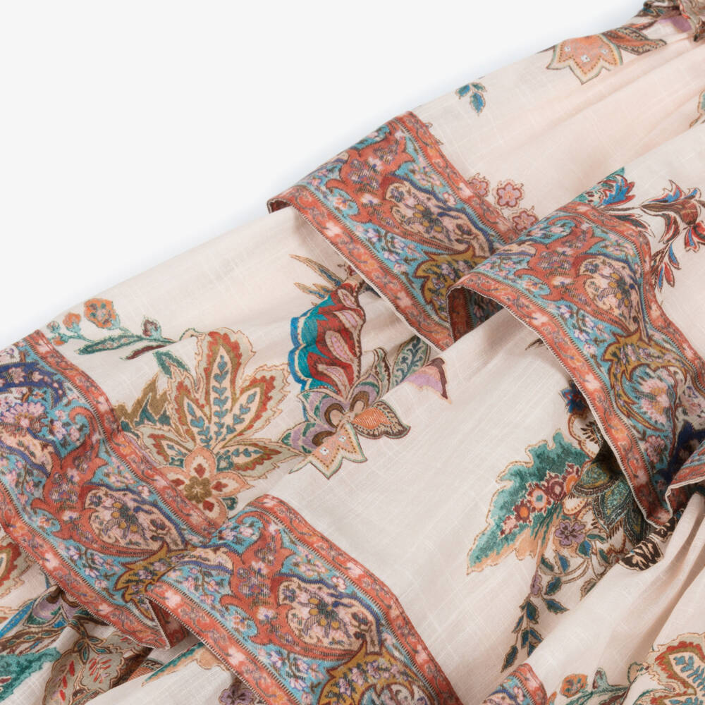 Zimmermann-Girls Pink Floral Cotton Tiered Dress | Childrensalon Outlet