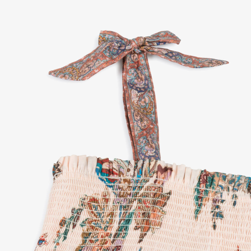 Zimmermann-Girls Pink Floral Cotton Tiered Dress | Childrensalon Outlet