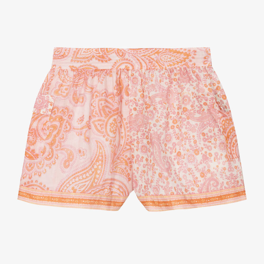 Zimmermann-Girls Pink Paisley Cotton Shorts | Childrensalon Outlet