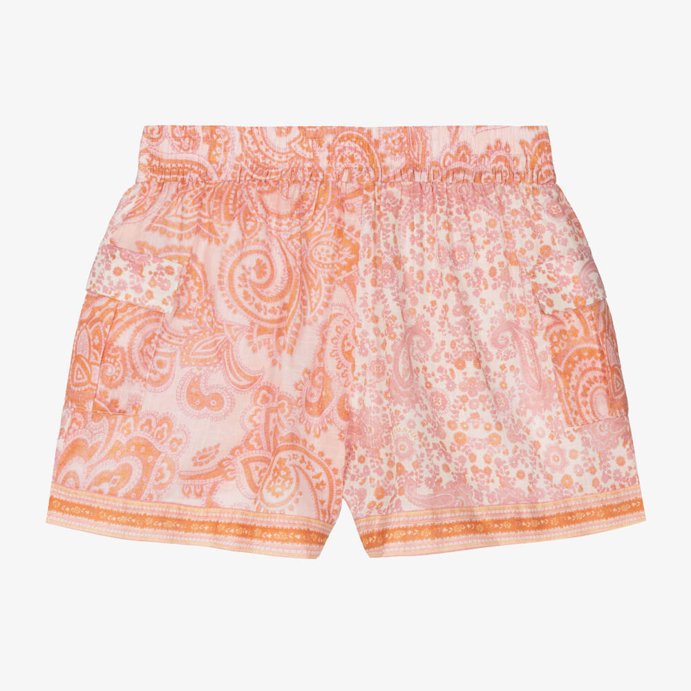 Zimmermann-Girls Pink Paisley Cotton Shorts | Childrensalon Outlet