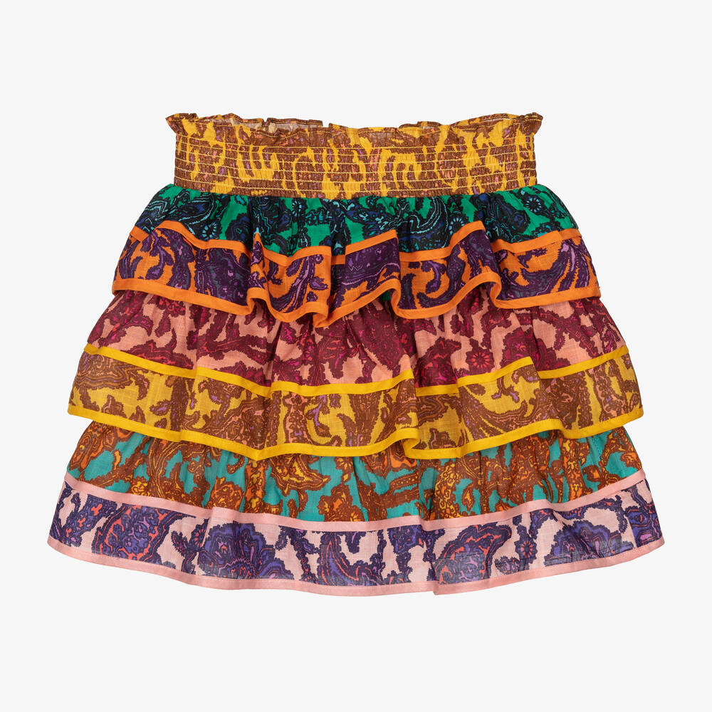 Zimmermann - Girls Purple & Gold Paisley Skirt | Childrensalon