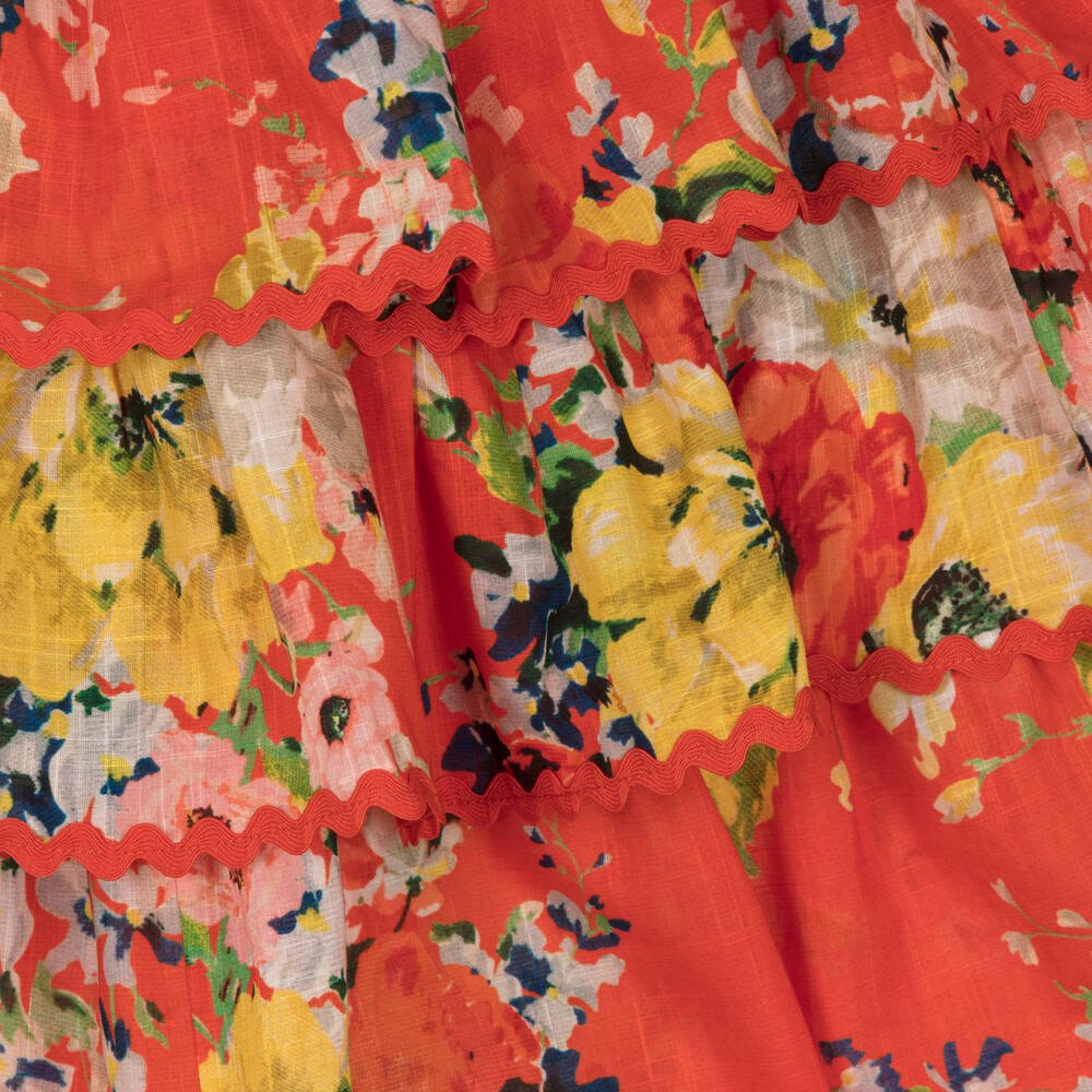 Zimmermann-Красное многоярусное платье с цветами | Childrensalon Outlet