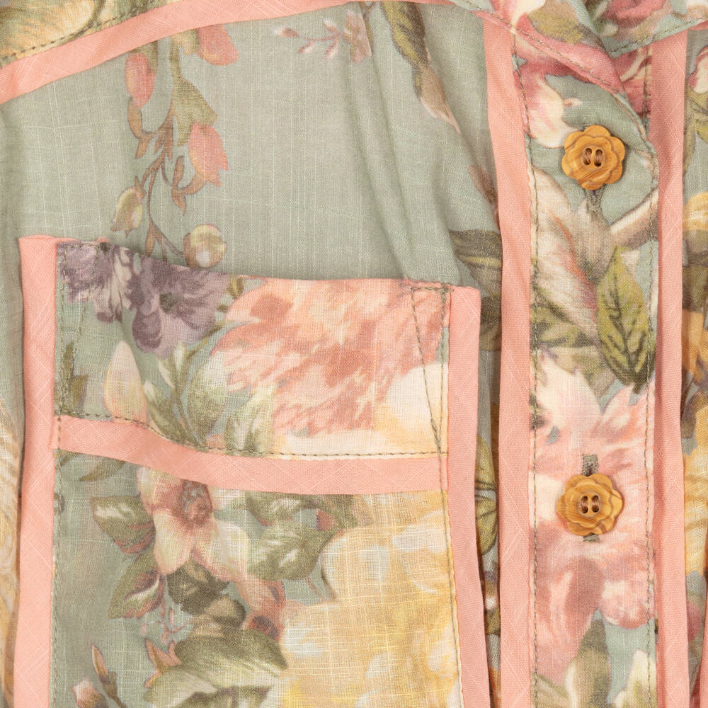 Zimmermann-Girls Sage Floral Cotton Romper | Childrensalon Outlet