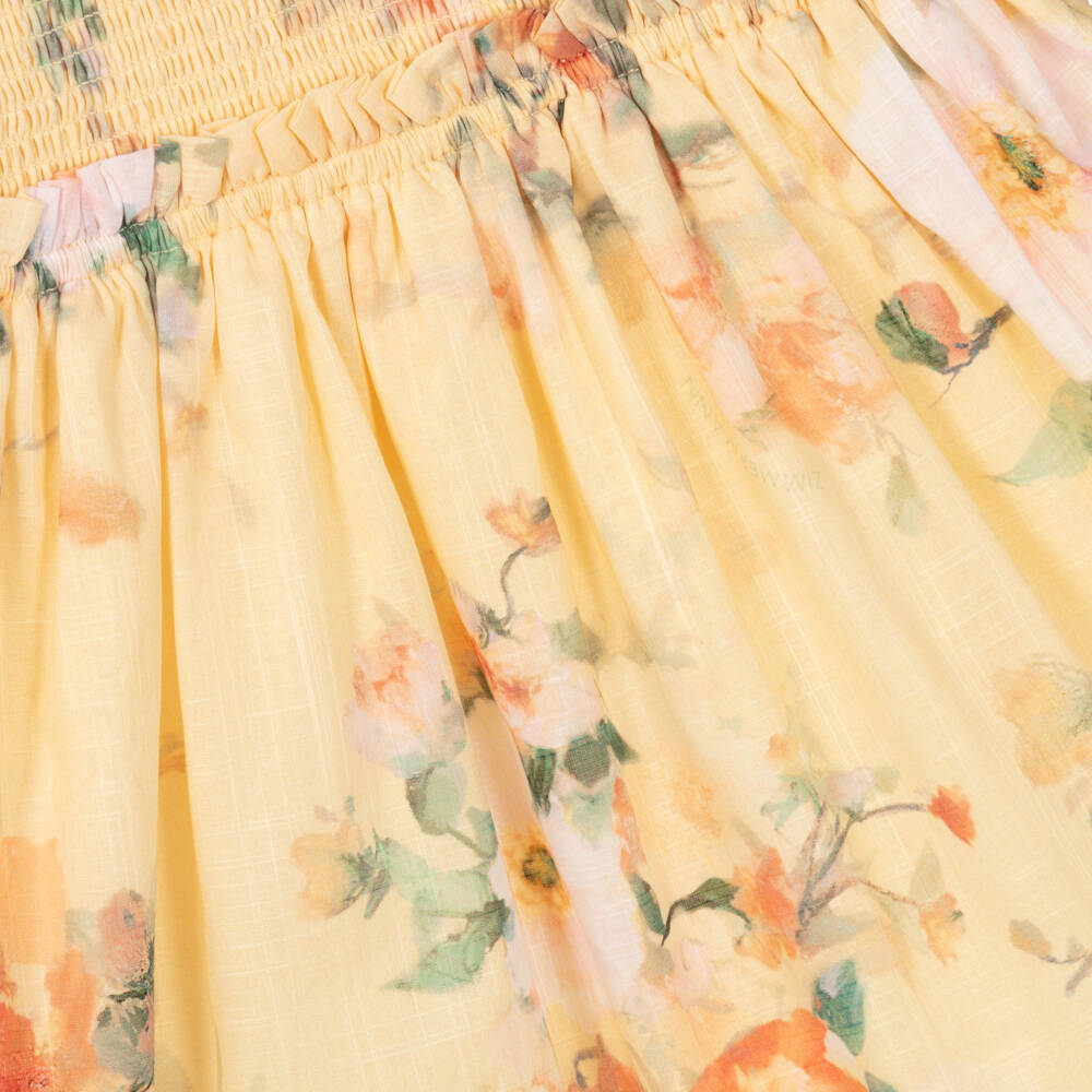 Zimmermann-فستان بناتي مشرق بنقشة الأزهار من قماش الفوال | Childrensalon Outlet