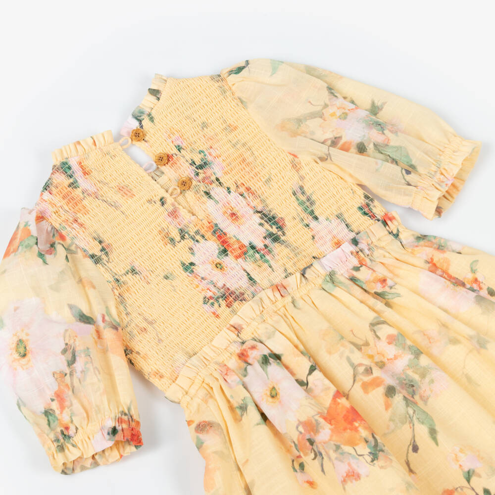 Zimmermann-فستان بناتي مشرق بنقشة الأزهار من قماش الفوال | Childrensalon Outlet