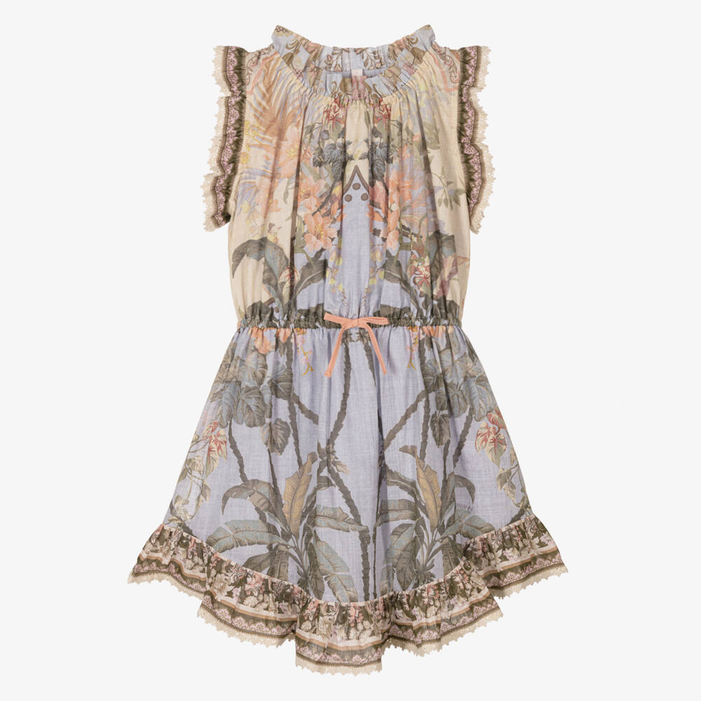 Zimmermann-فستان أزرق بنمط استوائي للبنات | Childrensalon Outlet