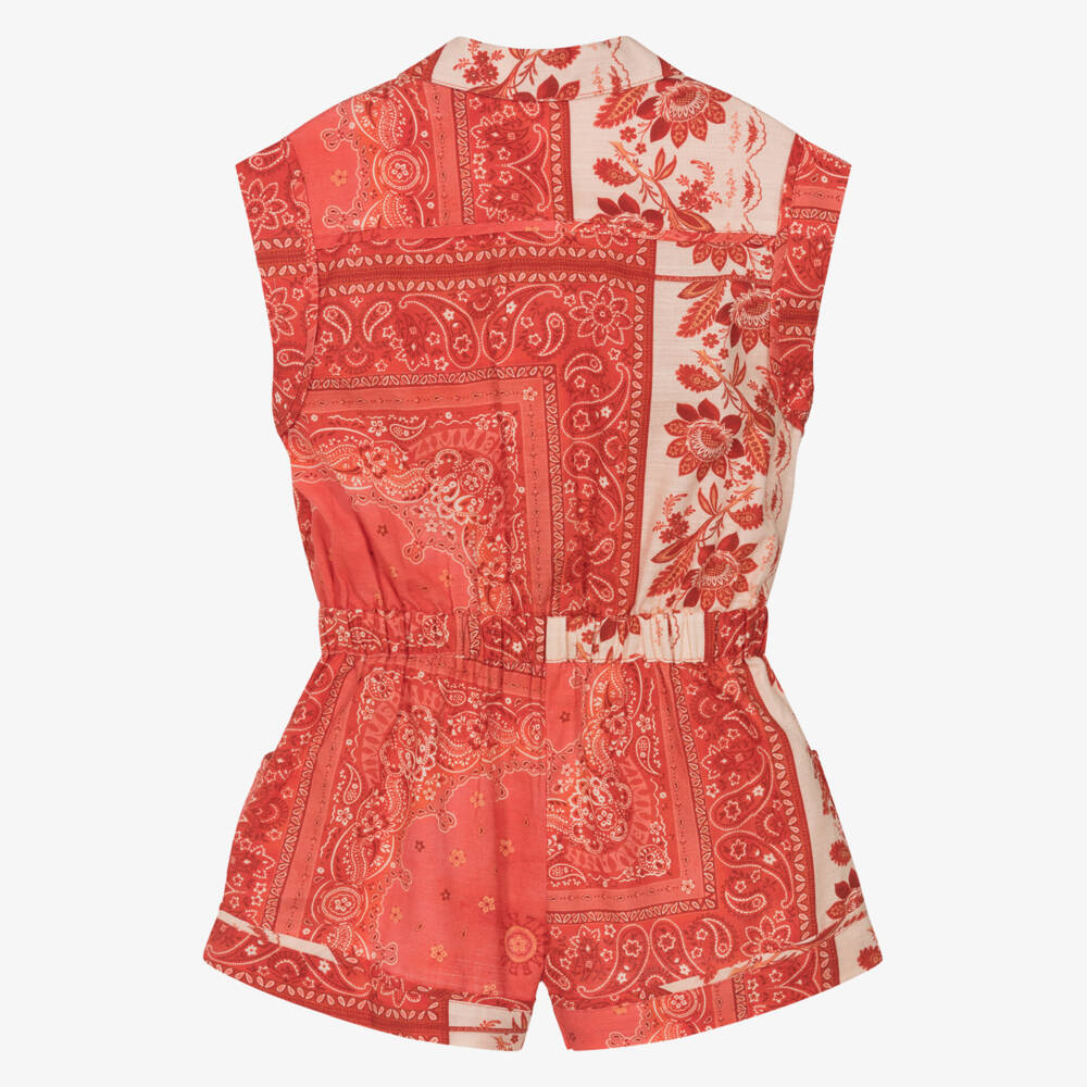 Zimmermann-Girls Vibrant Red Cotton Playsuit | Childrensalon Outlet