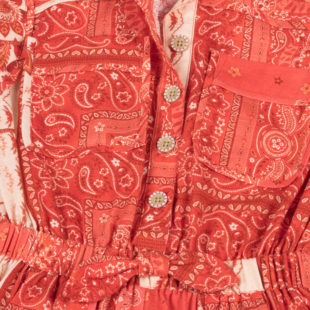 Zimmermann-Girls Vibrant Red Cotton Playsuit | Childrensalon Outlet