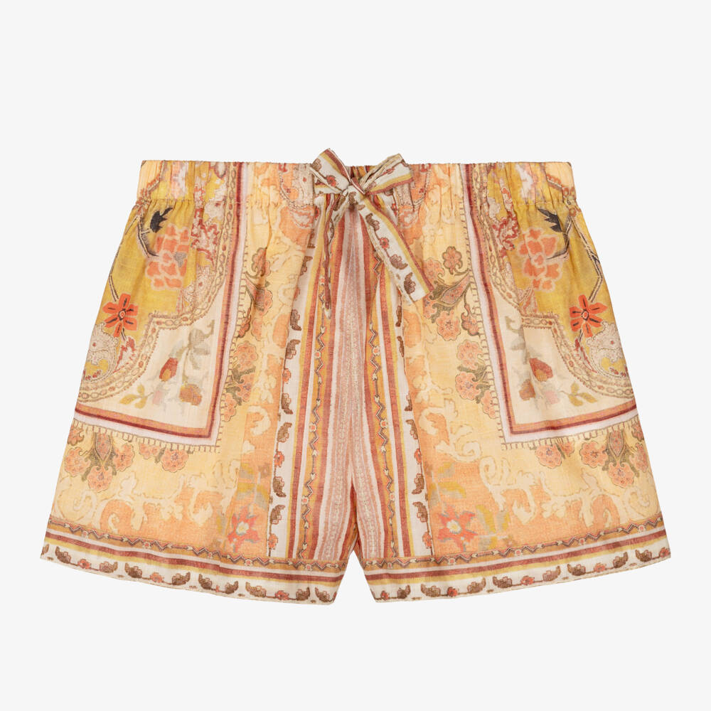 Zimmermann-Girls Vintage Orange Print Cotton Shorts | Childrensalon Outlet