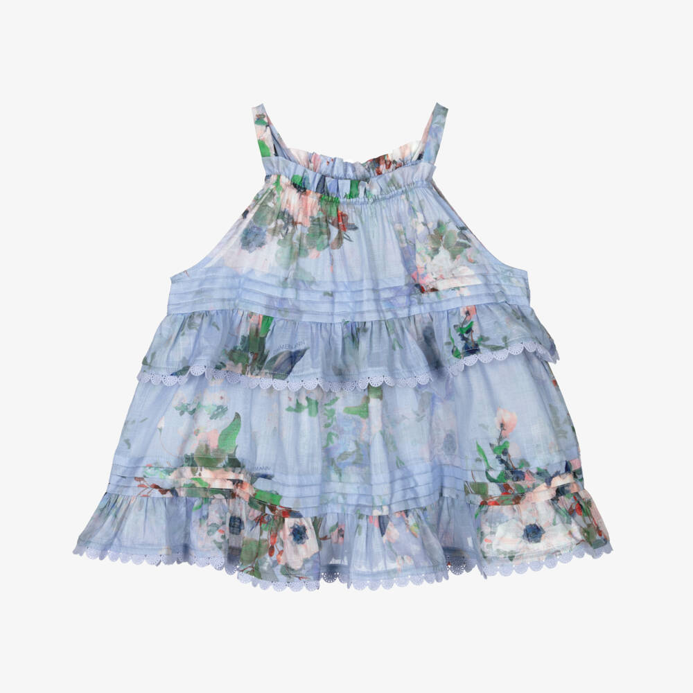 Zimmermann-Топ из вуали с акварельным цветочным принтом для девочек | Childrensalon Outlet