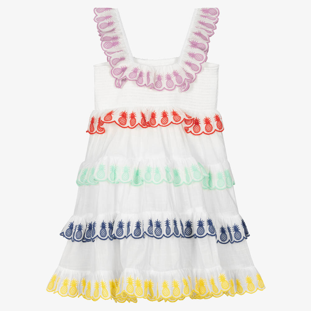 Zimmermann-Белое хлопковое платье с ананасами | Childrensalon Outlet