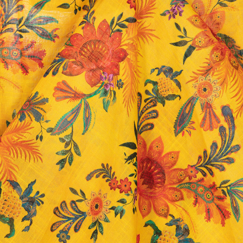 Zimmermann-Желтое хлопковое платье с цветами | Childrensalon Outlet