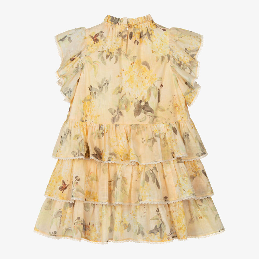 Zimmermann-Girls Yellow Floral Cotton Dress | Childrensalon Outlet