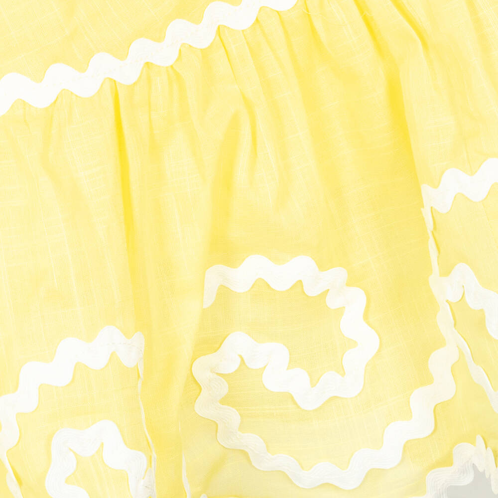 Zimmermann-Girls Yellow Ric Rac Cotton Dress | Childrensalon Outlet