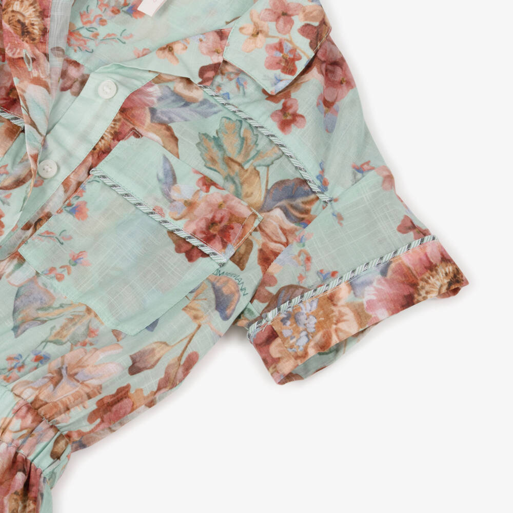 Zimmermann-Green Floral Button Playsuit | Childrensalon Outlet