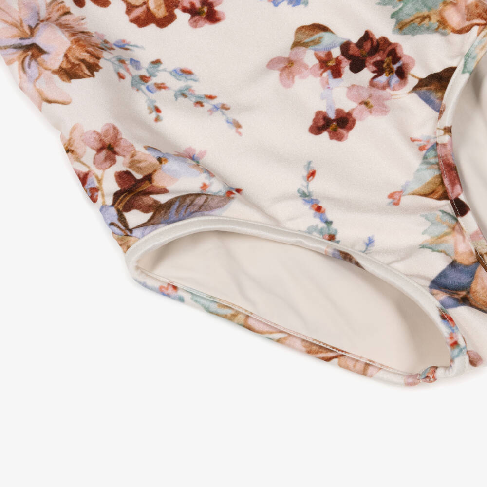 Zimmermann-Ivory Floral Racer Back Swimsuit | Childrensalon Outlet