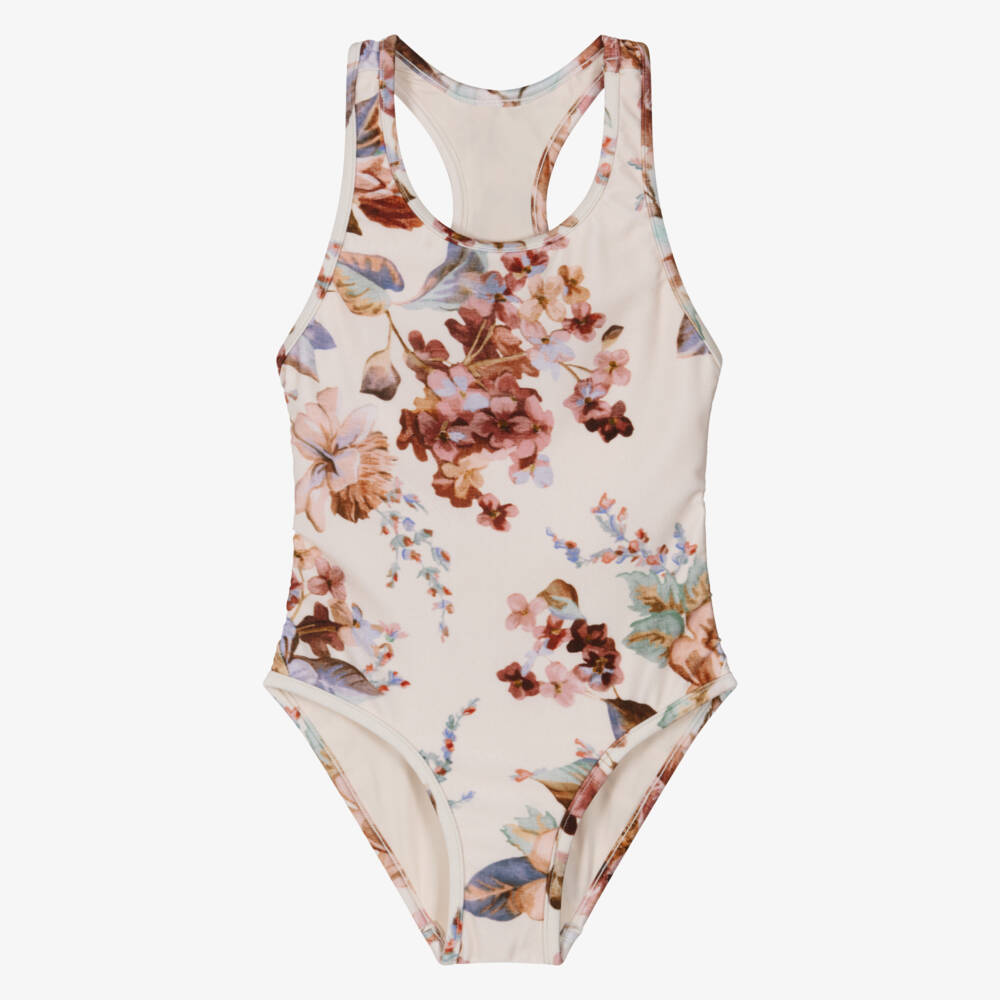 Zimmermann-Ivory Floral Racer Back Swimsuit | Childrensalon Outlet