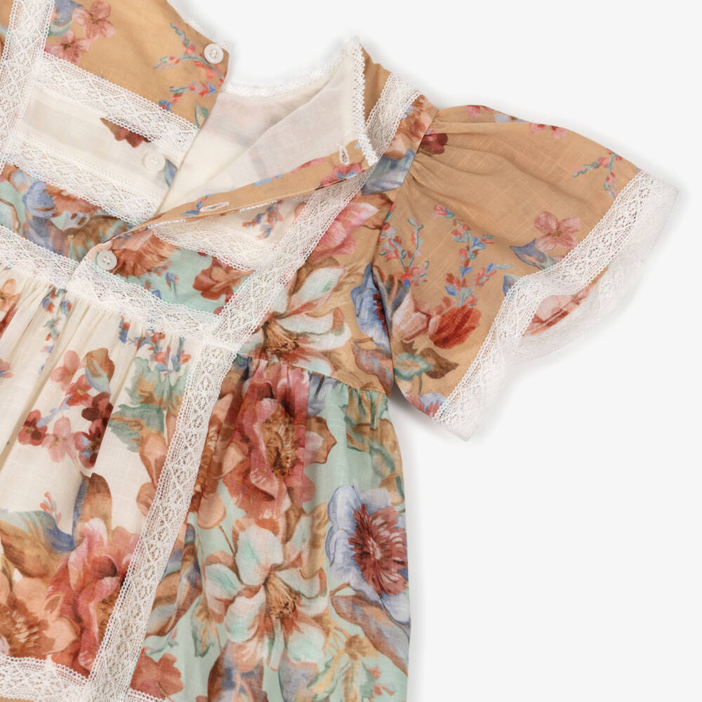 Zimmermann-Ivory Floral Short Sleeve Dress | Childrensalon Outlet