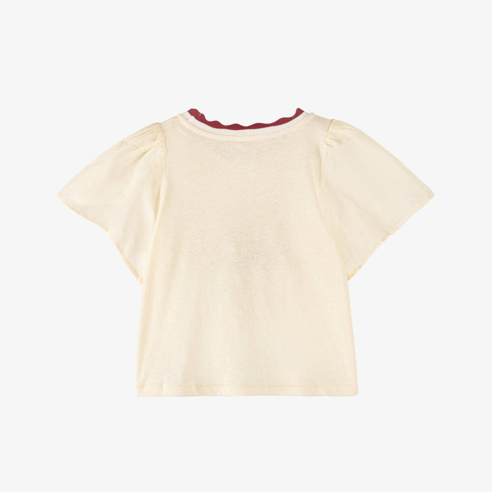 Zimmermann-Ivory Heart Embroidery Tee Shirt | Childrensalon Outlet