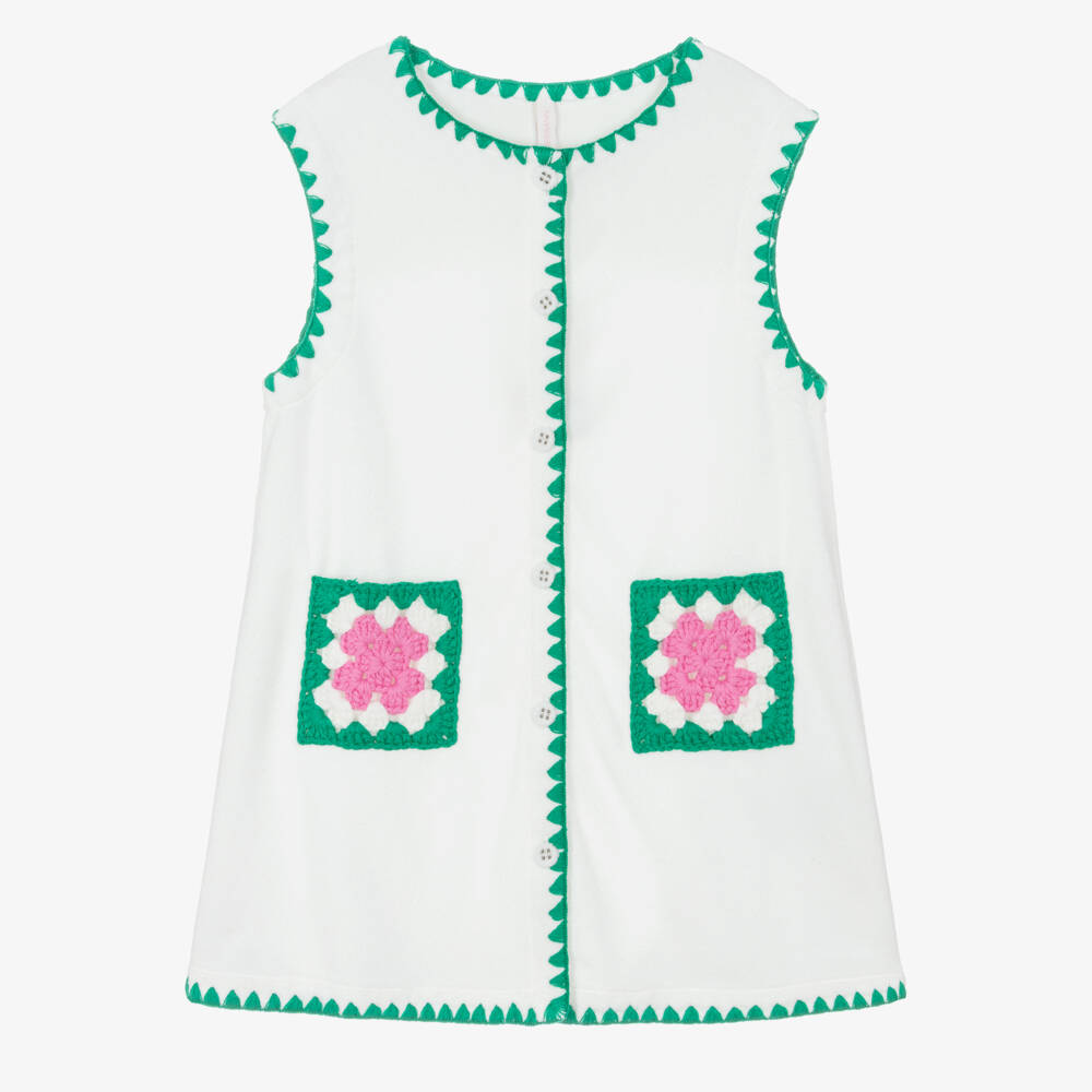 Zimmermann-Ivory Towelling Green Pink Flower Dress | Childrensalon Outlet