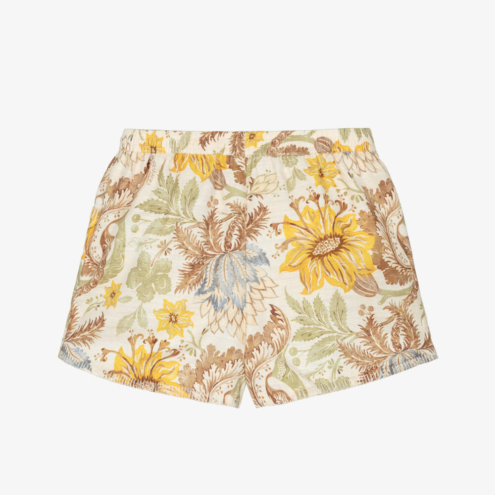 Zimmermann-Ivory & Yellow Sunflower Shorts | Childrensalon Outlet