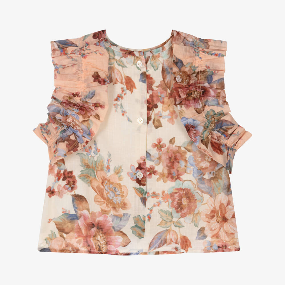 Zimmermann-Ivoryu Floral Ruffle Blouse | Childrensalon Outlet