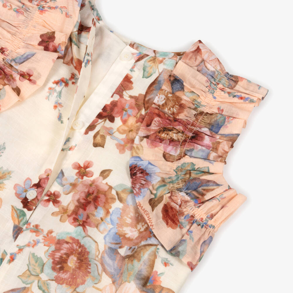 Zimmermann-Ivoryu Floral Ruffle Blouse | Childrensalon Outlet