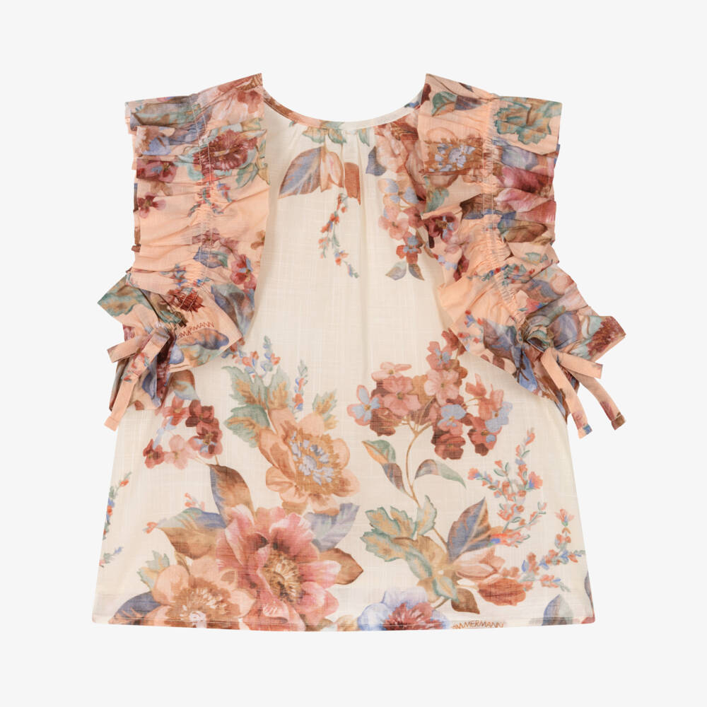 Zimmermann-Ivoryu Floral Ruffle Blouse | Childrensalon Outlet