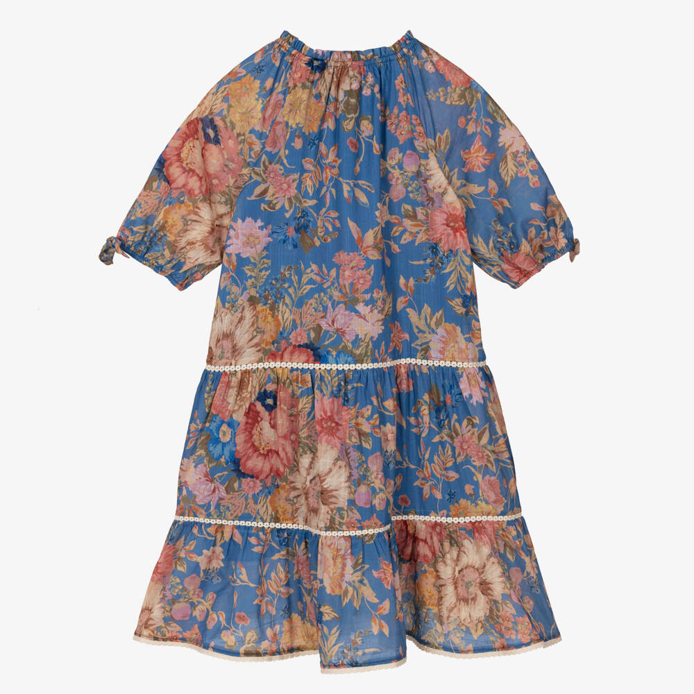 Zimmermann-Teen Girls Blue Cotton Floral Dress | Childrensalon Outlet