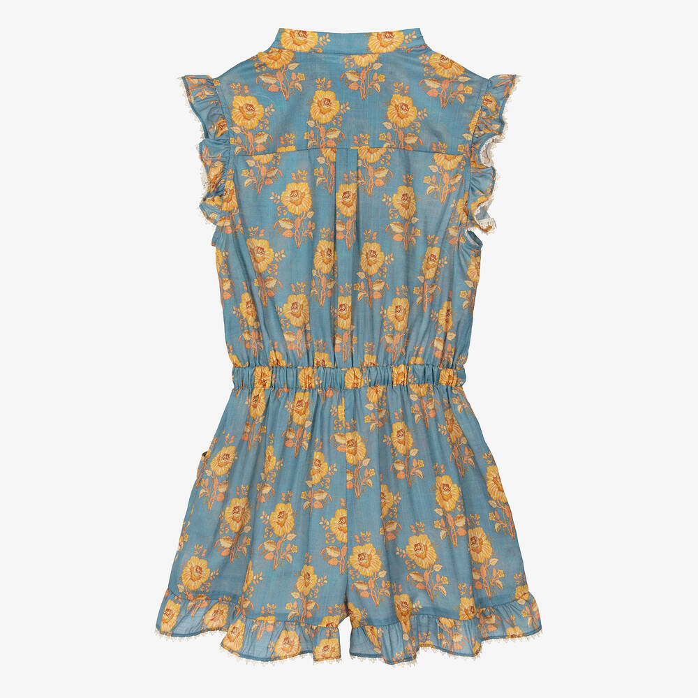 Zimmermann-Teen Girls Blue Floral Cotton Playsuit | Childrensalon Outlet