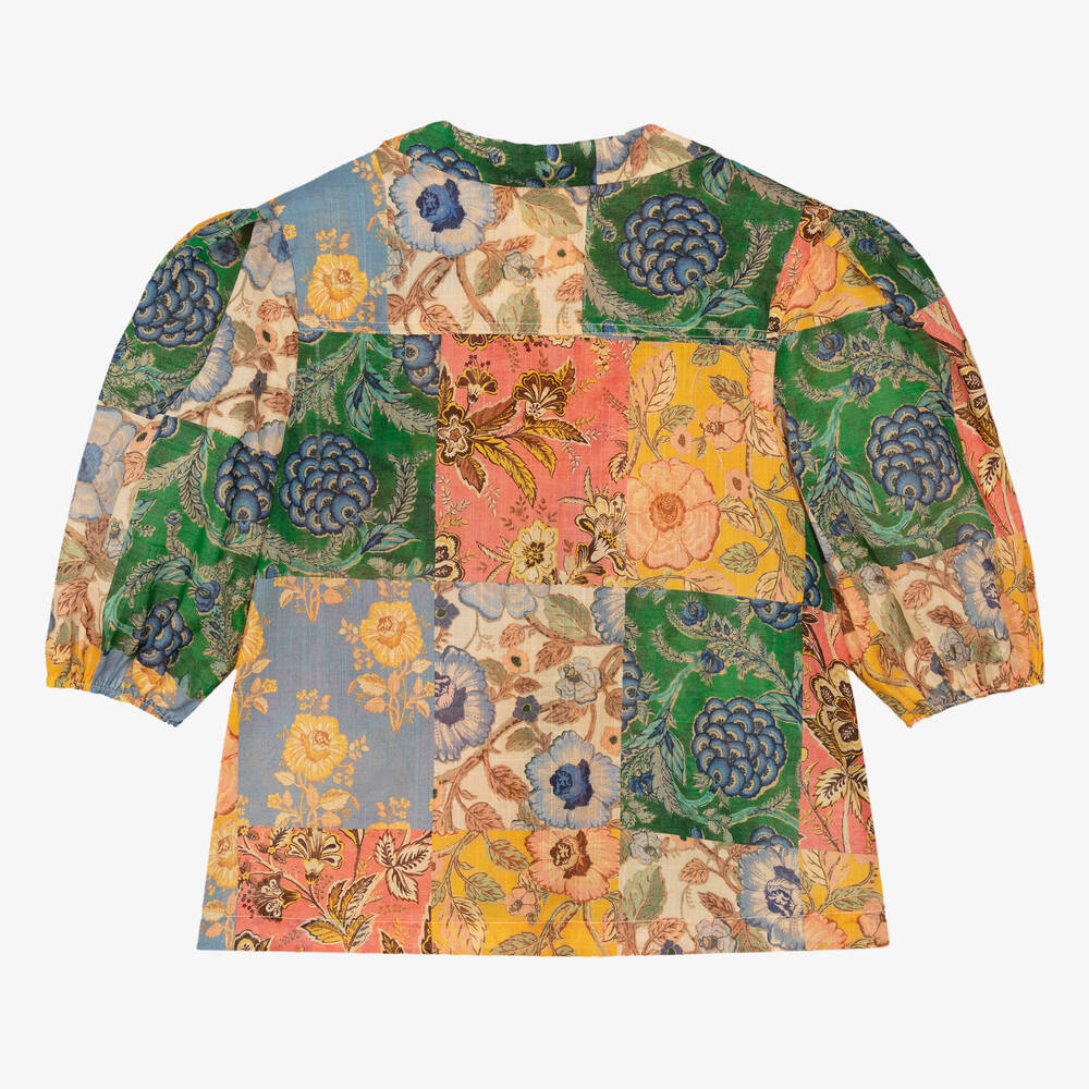 Zimmermann-Teen Girls Blue Floral Patchwork Blouse | Childrensalon Outlet
