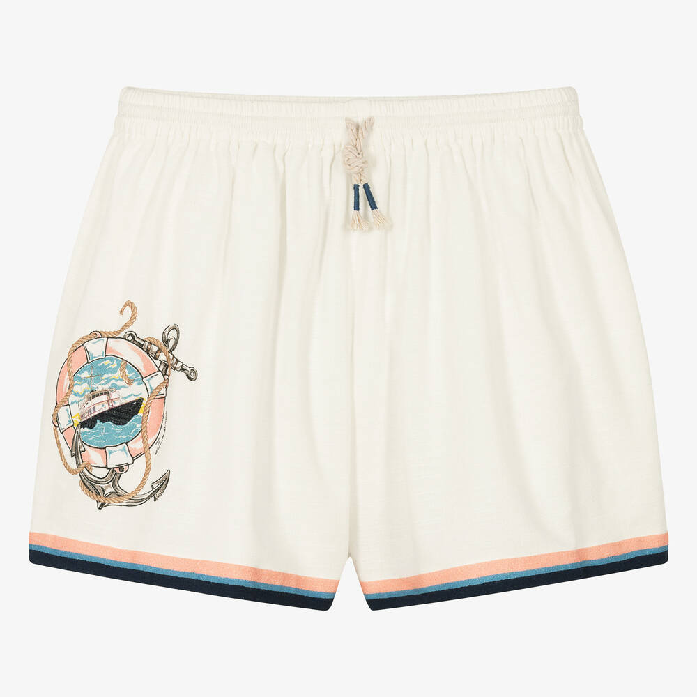 Zimmermann-Teen Girls Ivory Cotton Nautical Shorts | Childrensalon Outlet