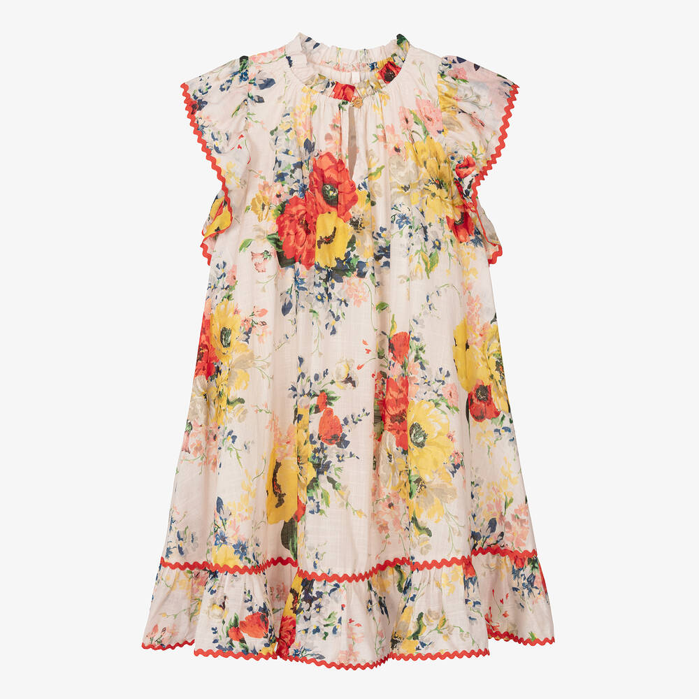 Zimmermann - Teen Girls Ivory Floral A-Line Dress