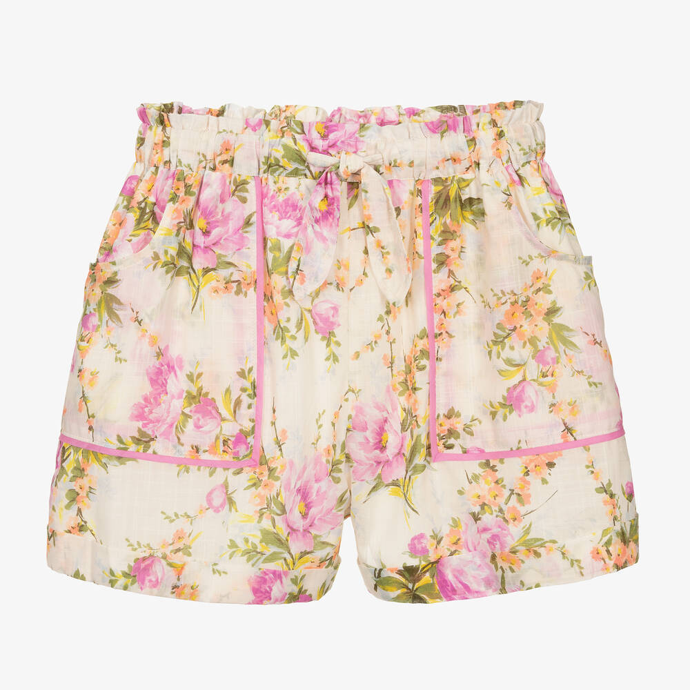 Zimmermann - Teen Girls Ivory Floral Cotton Shorts | Childrensalon
