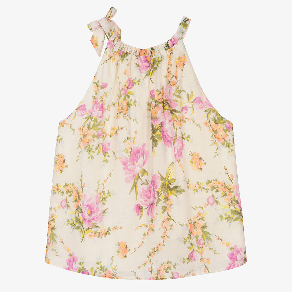 Zimmermann-Teen Girls Ivory Floral Halter Neck Top | Childrensalon Outlet