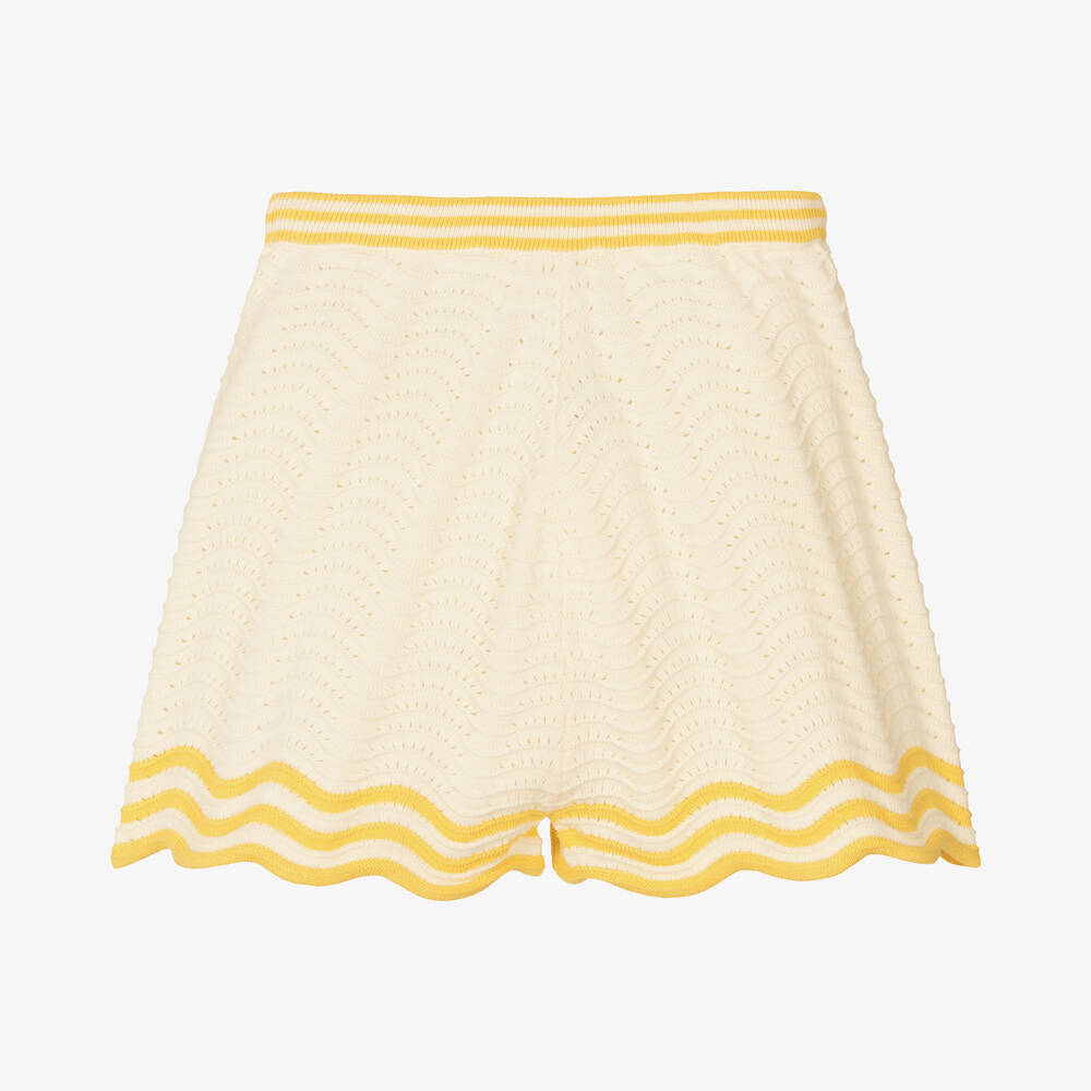 Zimmermann-شورت تينز بناتي قطن محبوك لون أصفر وعاجي | Childrensalon Outlet