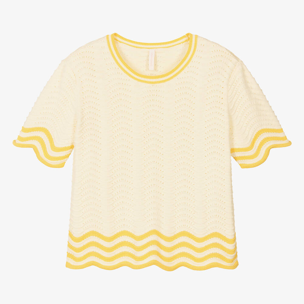 Zimmermann-Teen Girls Ivory & Yellow Knit Sweater | Childrensalon Outlet