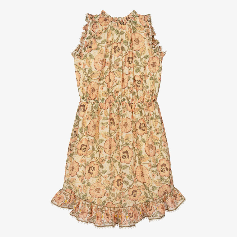 Zimmermann-Розовое хлопковое платье с цветами для подростков | Childrensalon Outlet