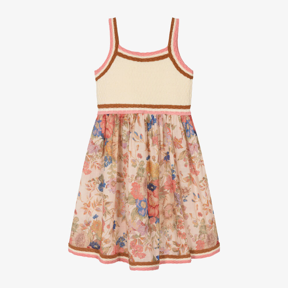 Zimmermann-Teen Girls Pink Knit & Floral Cotton Dress | Childrensalon Outlet
