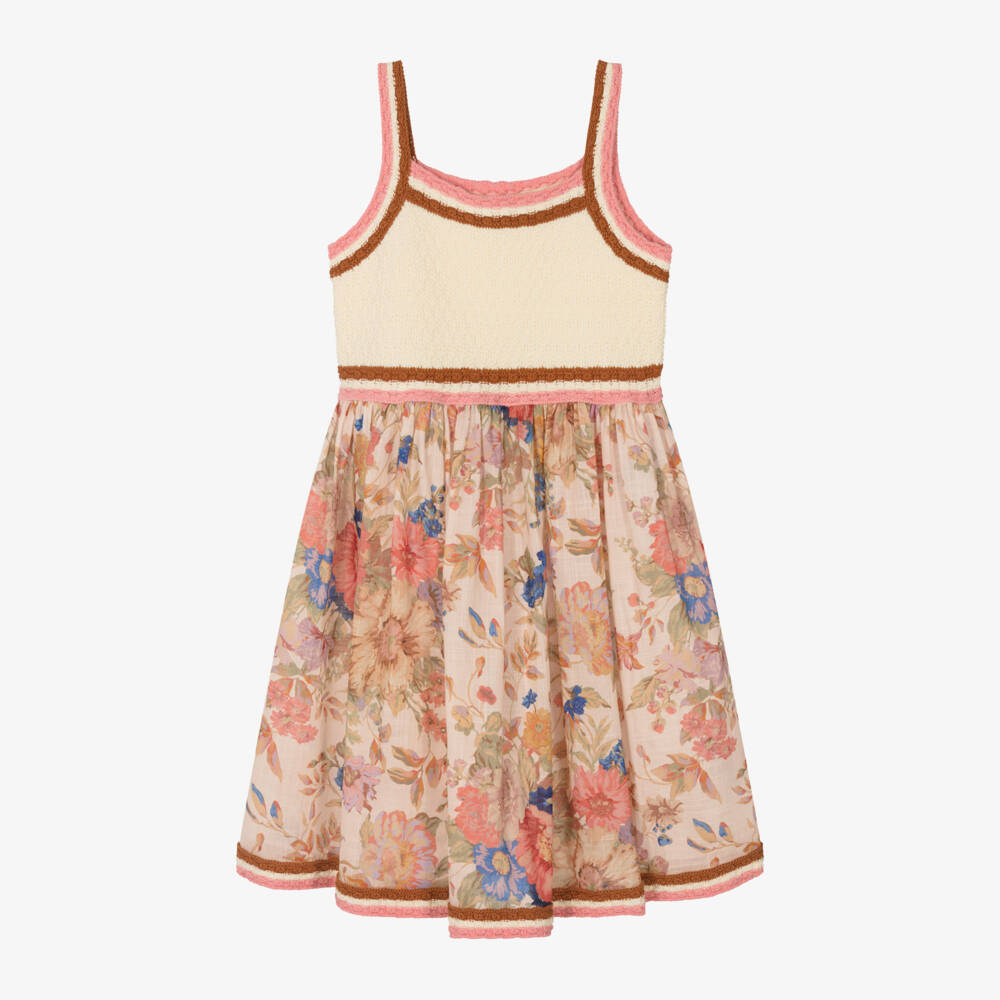 Zimmermann-Teen Girls Pink Knit & Floral Cotton Dress | Childrensalon Outlet
