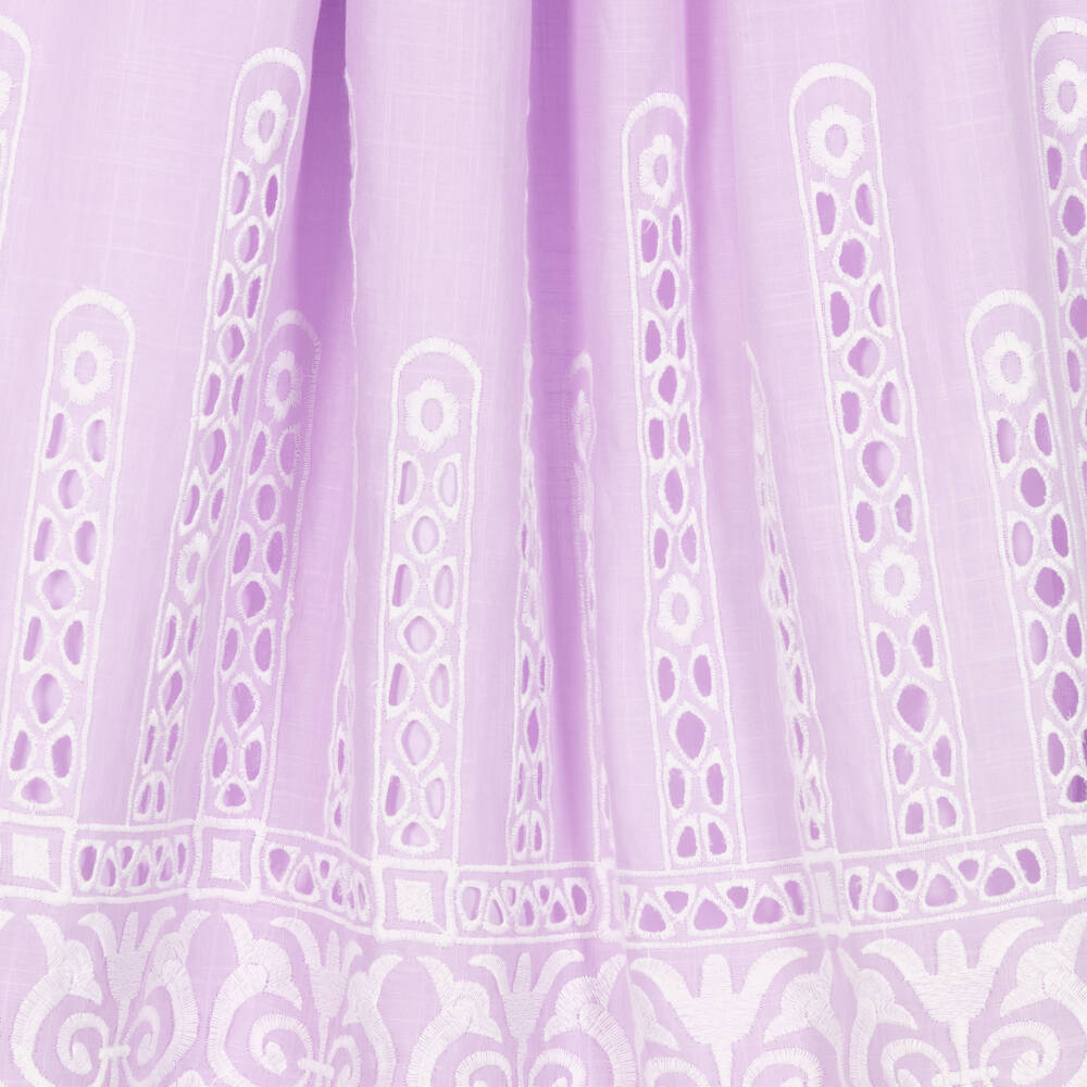 Zimmermann-Teen Girls Purple Embroidered Cotton Dress | Childrensalon Outlet