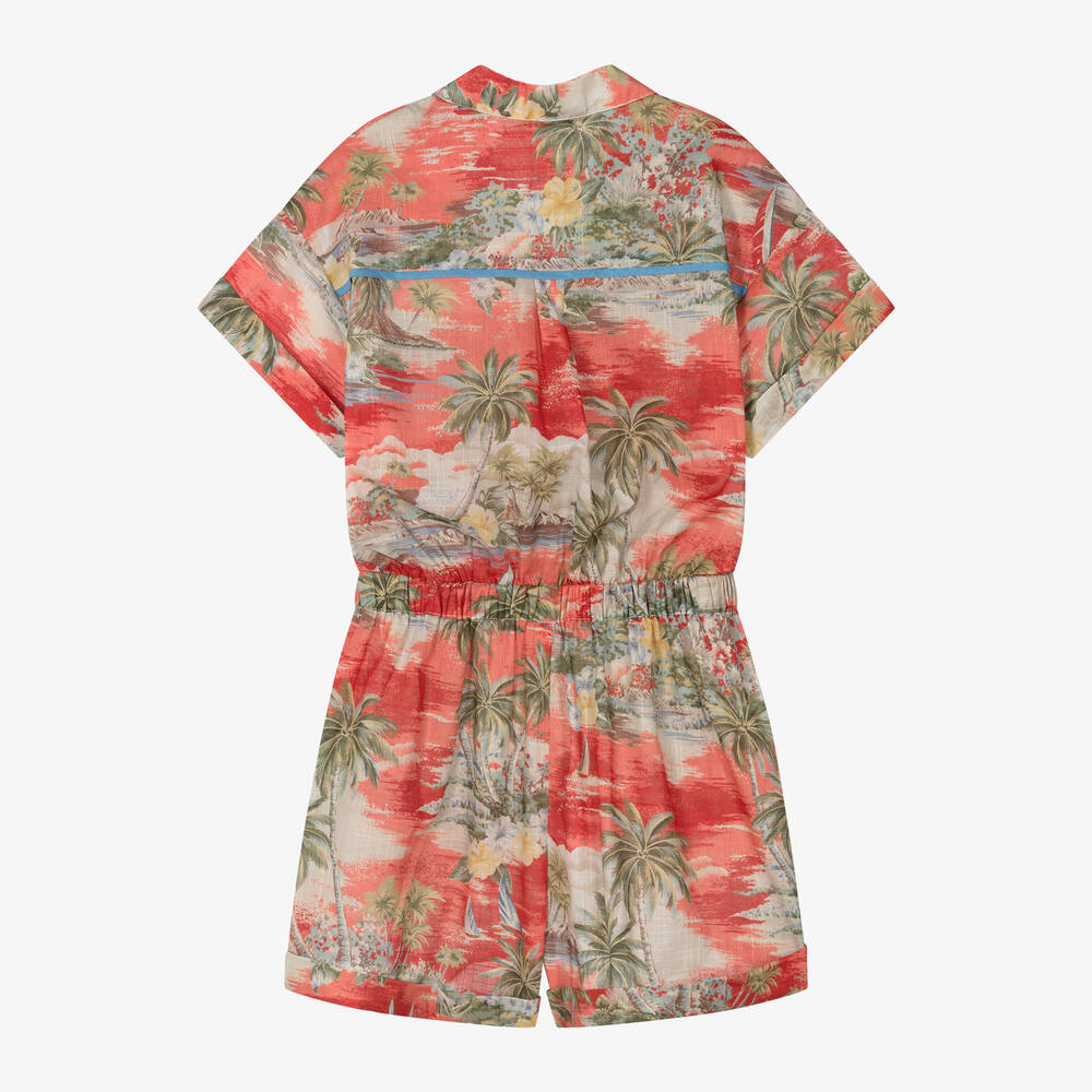 Zimmermann-Teen Girls Red Cotton Floral Playsuit | Childrensalon Outlet