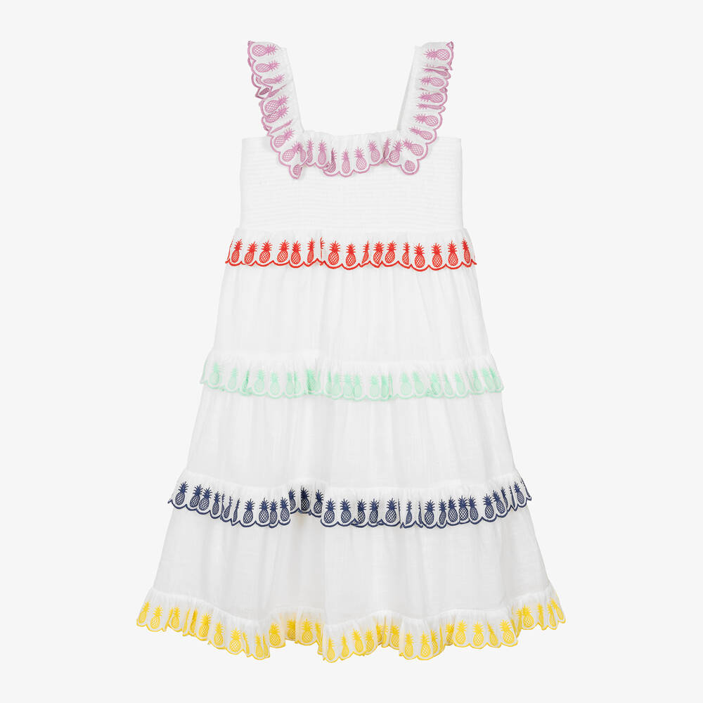 Zimmermann - فستان تينز بناتي قطن لون أبيض | Childrensalon
